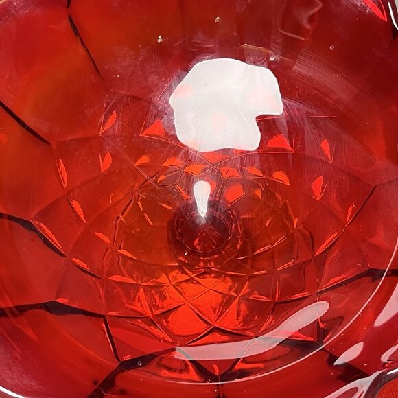 Vintage Amber is Footed Compote Scalloped Edge Red/Orange-UV - Picture 16 of 16